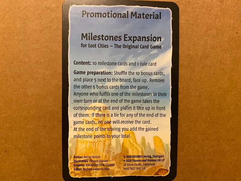 Lost Cities: Milestones